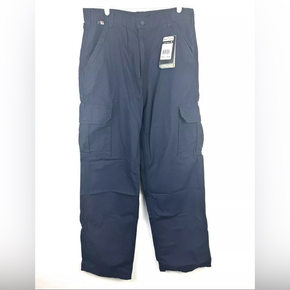 Carhartt Mens Flame Resistant Cargo Pant Navy 34X32